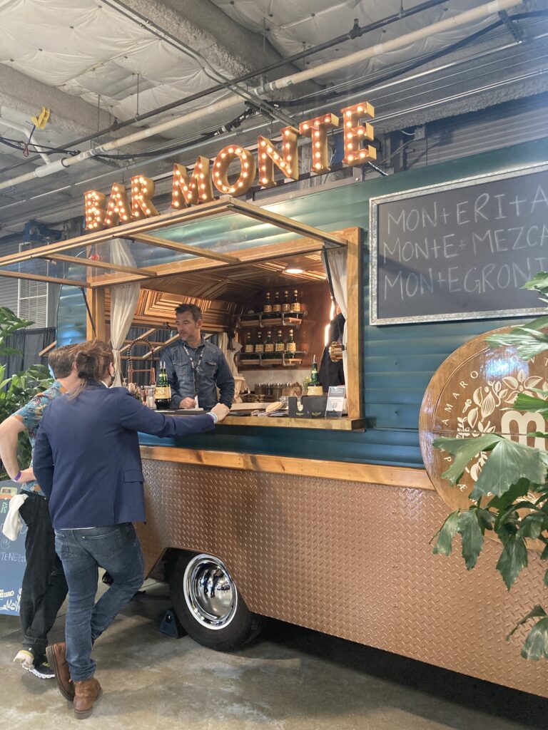 Amaro Montenegro's mobile bar trailer that doubled as a booth at the Carnival of Cocktails during Seattle Cocktail Week.